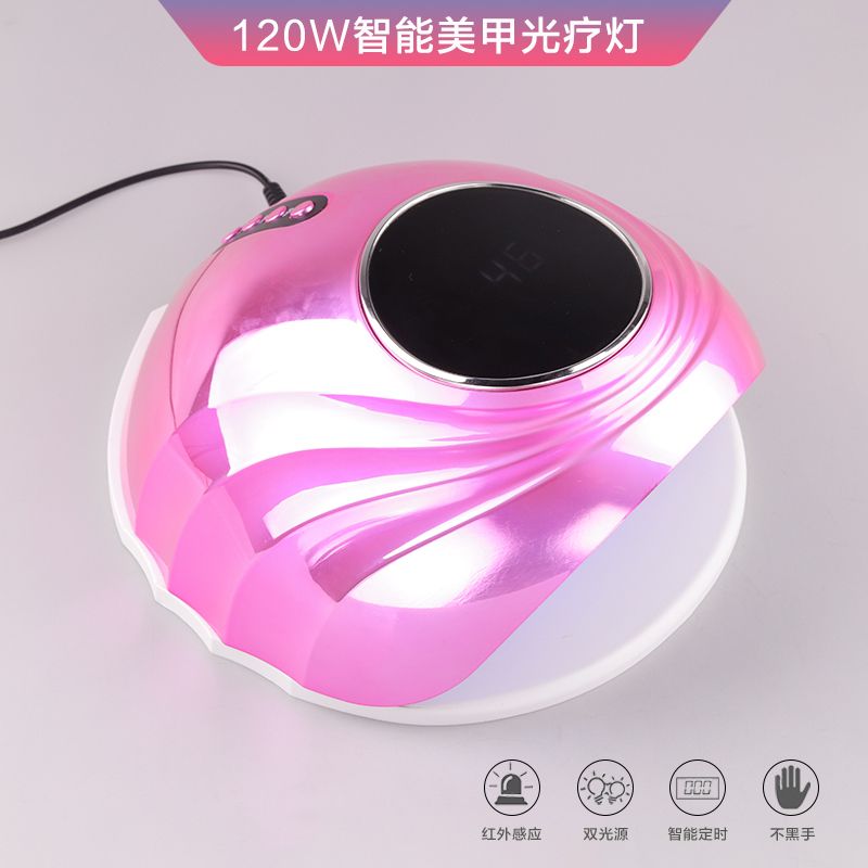 源头工厂跨境新品120W双光源UV美甲灯智能光疗机LED指甲速干烤灯