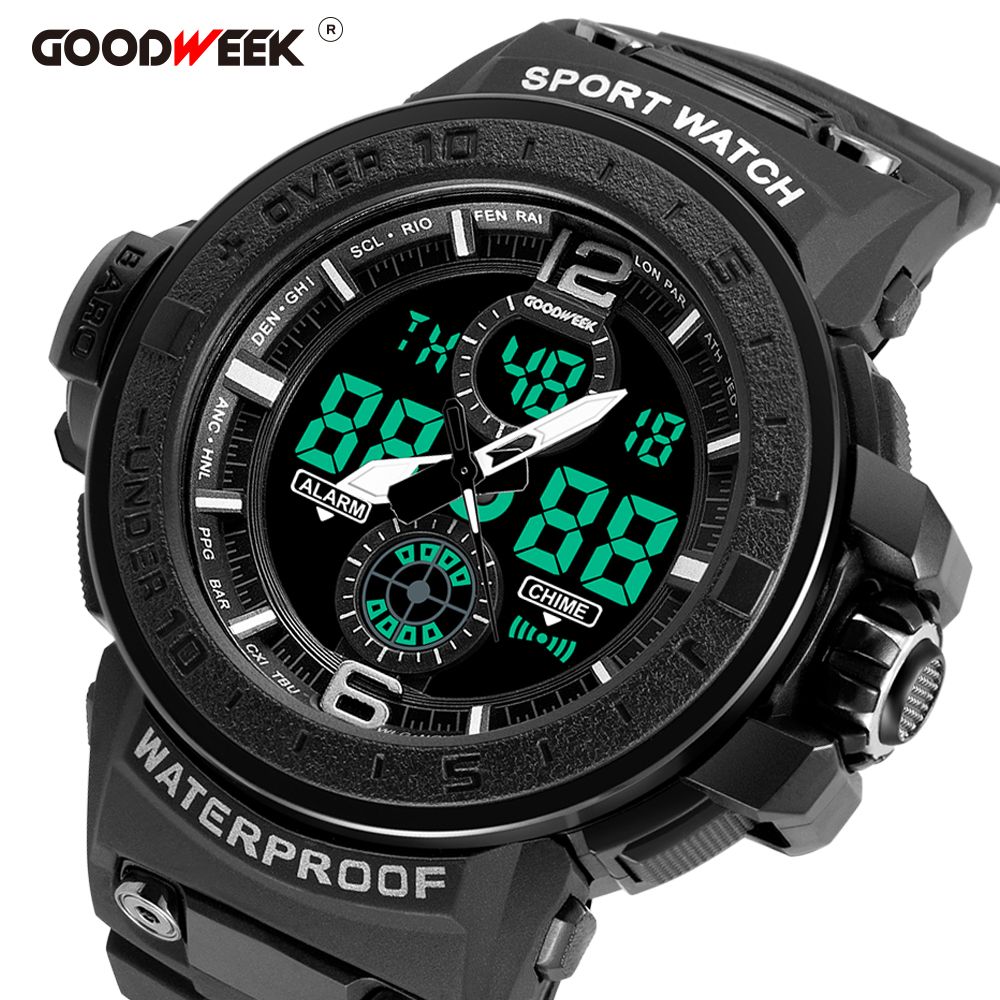 Goodweek Men's Sports Watch Waterproof Army Men's Watch Led Quartz Watch undefined