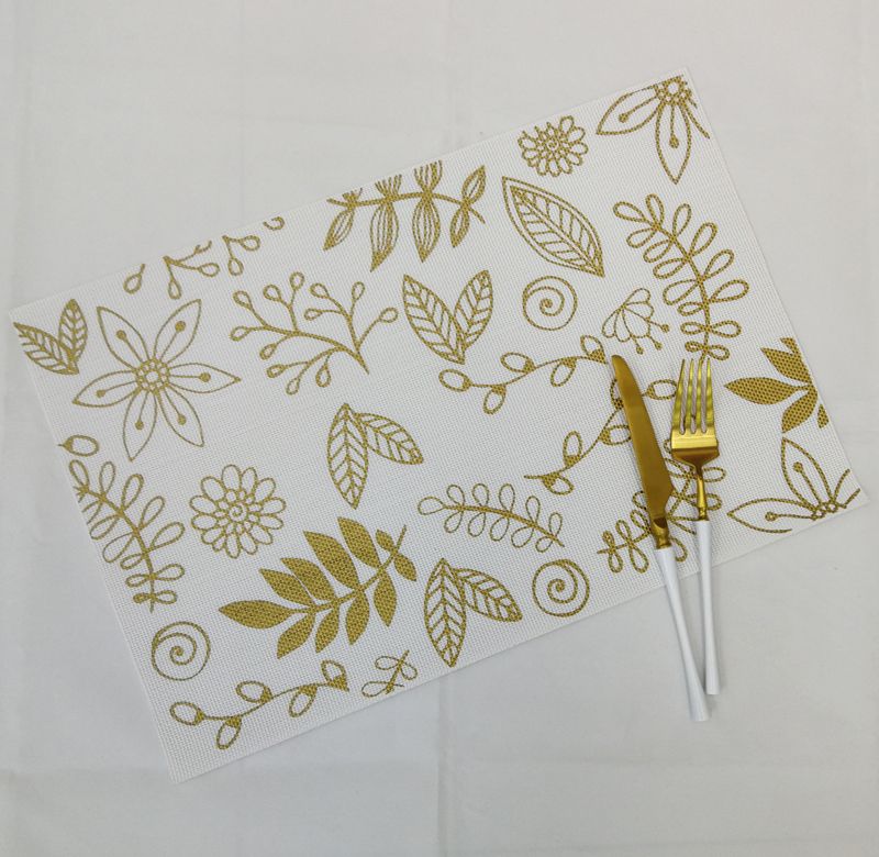 Creative Ins Teslin Printed Gold Placemat Non-Slip Mat Pvc Printed Gold Insulated Bowl Mat Table Mat Cup Mat Factory Direct Sales full figure