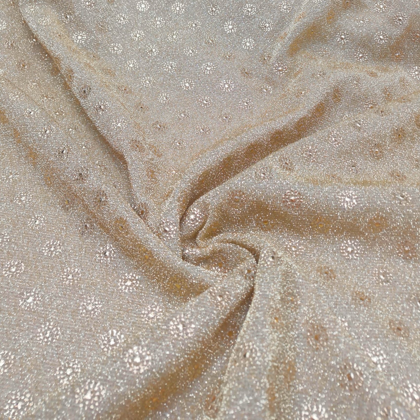 Small sunflower drop-molded thread fabric, gold and silver thread knitted fabric, stage handicraft, hair band, Muslim headscarf detail image 1