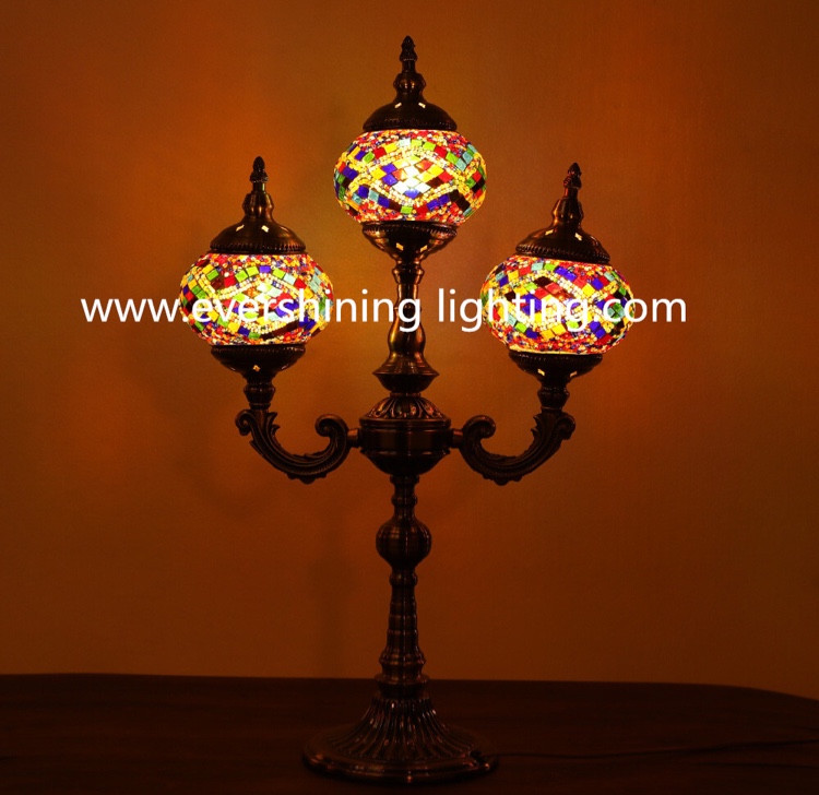 Turkish Mosaic table lamp decorative lamp with 3 candlestick styles