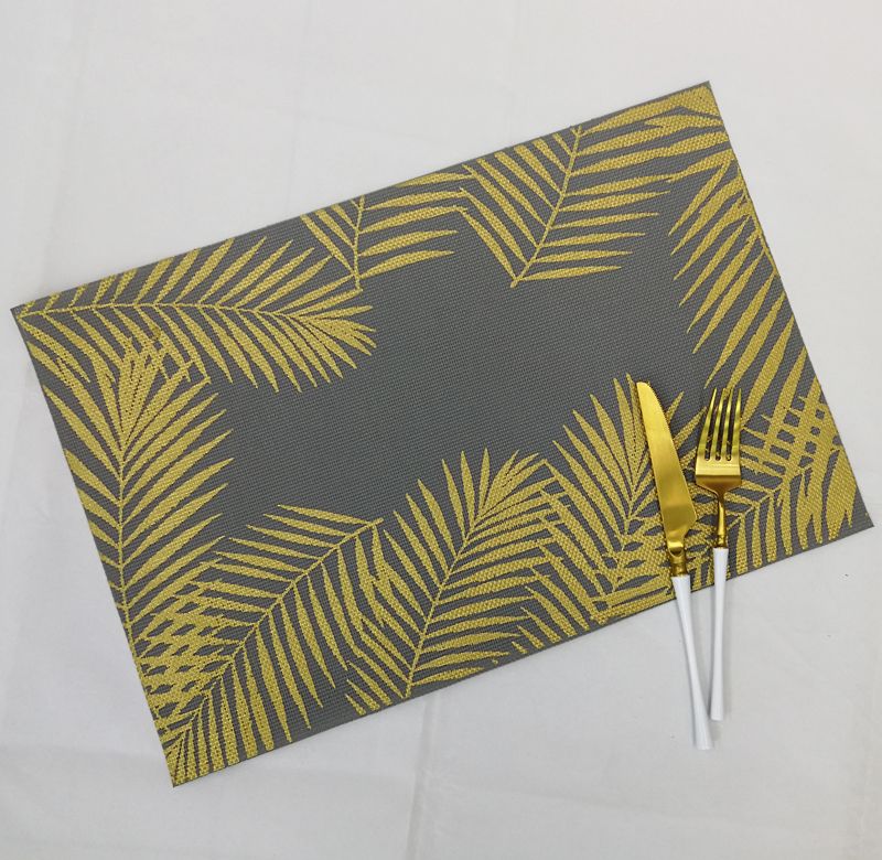Creative Ins Teslin Printed Gold Placemat Non-Slip Mat Pvc Printed Gold Insulated Bowl Mat Table Mat Cup Mat Factory Direct Sales undefined