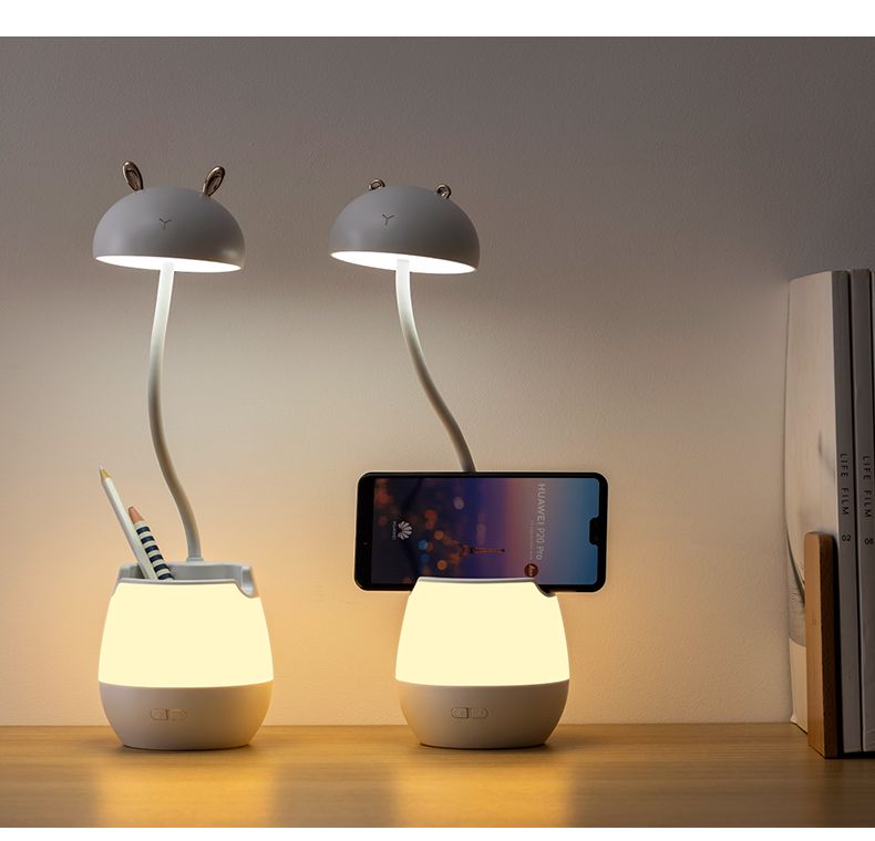 LED eye-protecting desk lamp, USB rechargeable desk, children's study mushroom lamp, creative pen holder desk lamp, mobile phone stand detail image 15