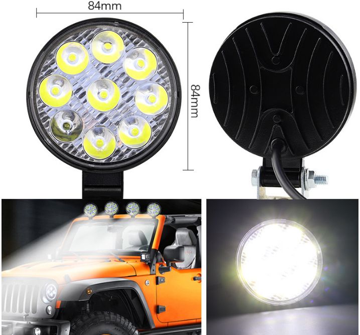27W round car lights 12-24V car working lights SUVS Modified jeep front lighting lights thumbnail