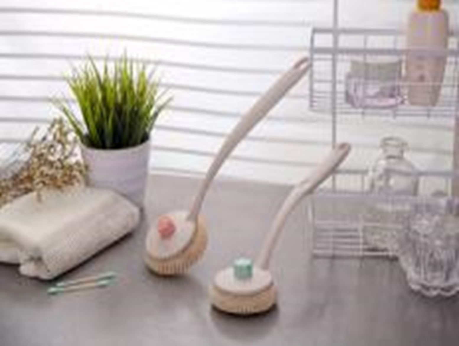 Yiwu Selection Green pie handle bamboo fiber pot brush /TZ full figure