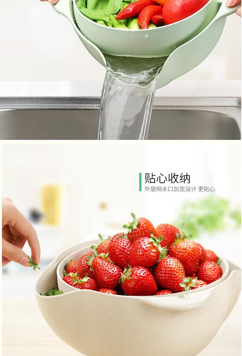 厂家直销360度双层镂空旋转水果蔬菜沥水洗菜篮子厨房洗菜盆详情4