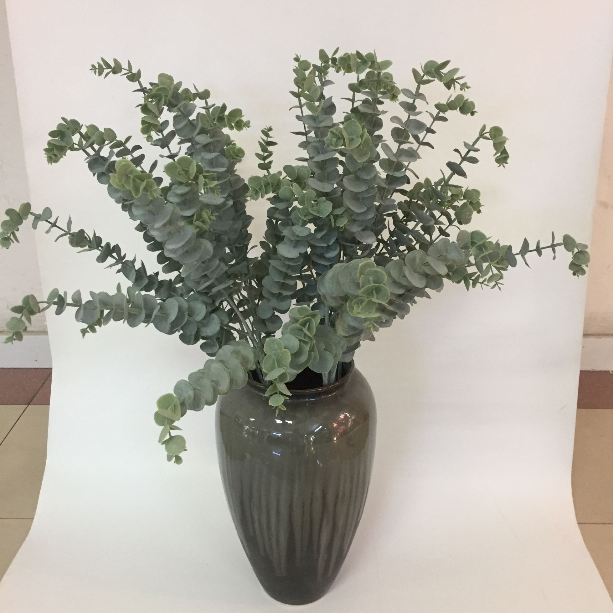 5叉发毛料金金钱叶尤加利叶软胶塑料花详情图1