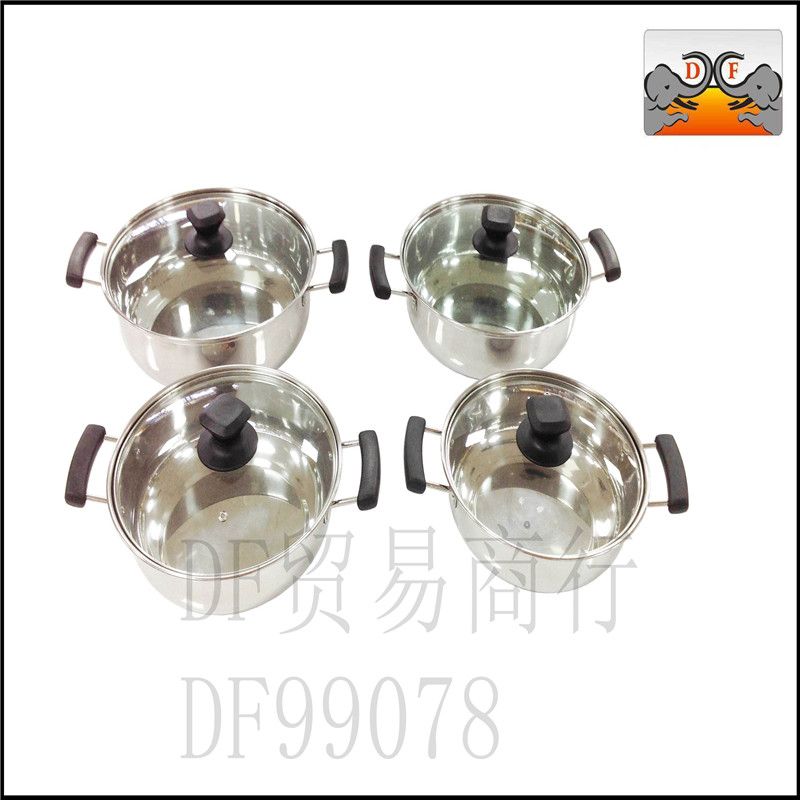 DF99080 Stainless steel with magnetic double ears clear soup hot pot glass cover DF TRADING HOUSE