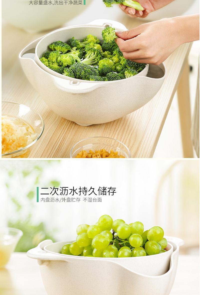 厂家直销360度双层镂空旋转水果蔬菜沥水洗菜篮子厨房洗菜盆详情6