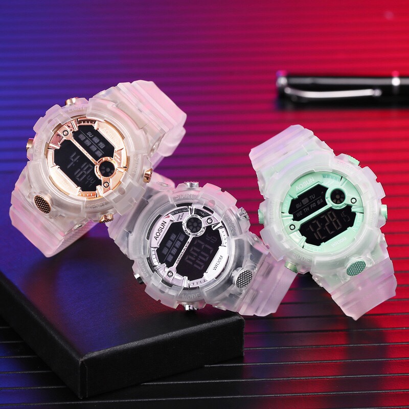 ins Matcha Green transparent multi-functional waterproof electronic watch Unicorn Watch Harajuku style children's electronic watch undefined