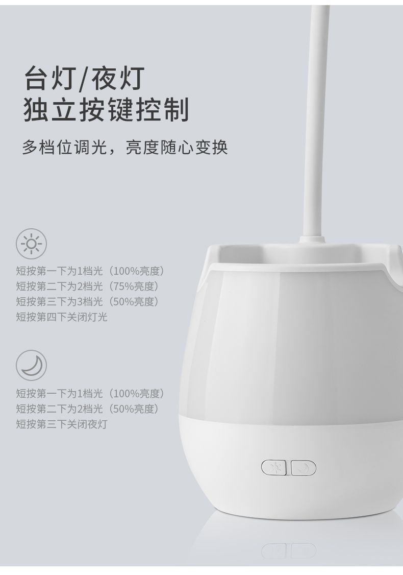 LED eye-protecting desk lamp, USB rechargeable desk, children's study mushroom lamp, creative pen holder desk lamp, mobile phone stand detail image 19