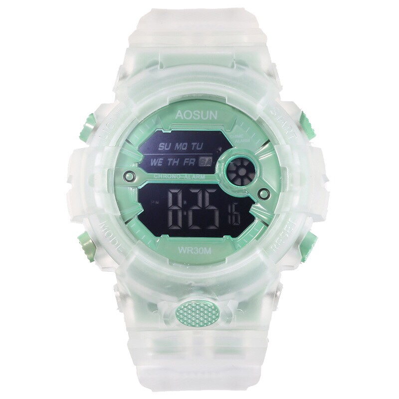 ins Matcha Green transparent multi-functional waterproof electronic watch Unicorn Watch Harajuku style children's electronic watch Specification image