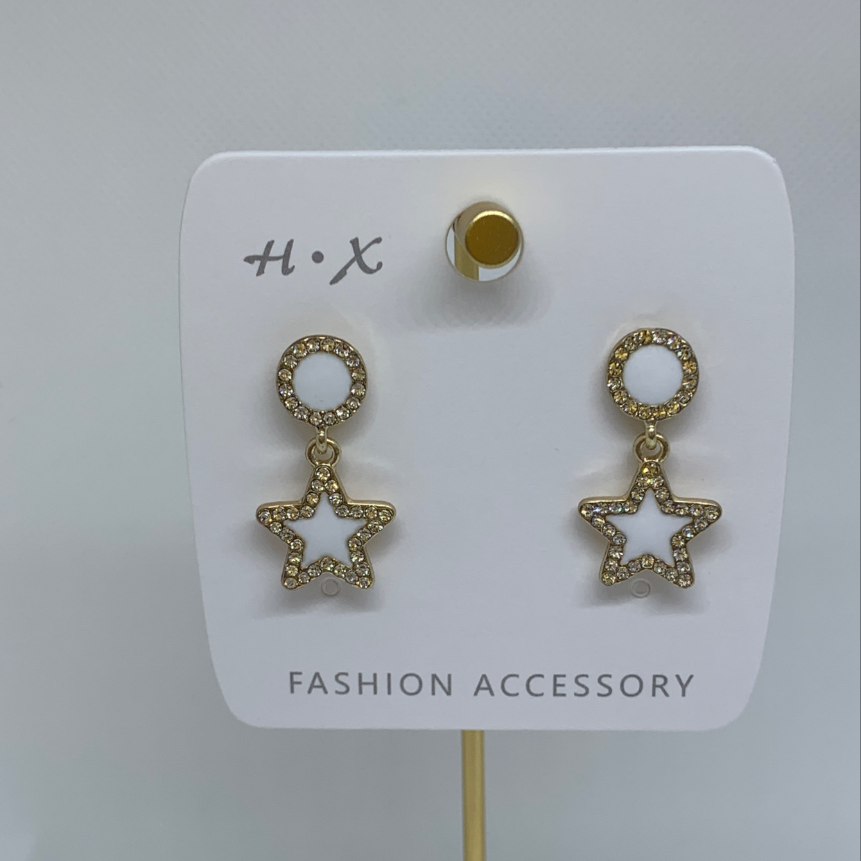 S925 silver needle white star earrings