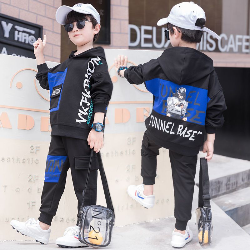 【秋款】新款韩版时尚2020孩子男春秋连帽休闲棉混纺布套装童装