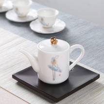 德化纯手工白瓷茶壶玉瓷泡茶壶陶瓷茶具描金贴画小单壶小茶壶