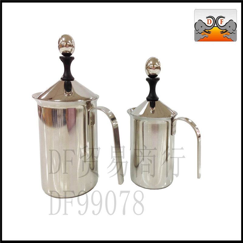 DF99078 Stainless Steel non-magnetic Milk Foam Maker Direct sales 304 Stainless steel Japanese-style milk beater Double filter Manual Milk Foam Maker Fancy Milk cylinder DF TRADING HOUSE