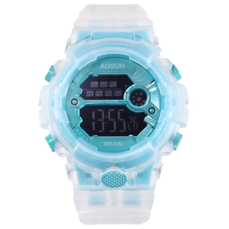 ins Matcha Green transparent multi-functional waterproof electronic watch Unicorn Watch Harajuku style children's electronic watch details Picture