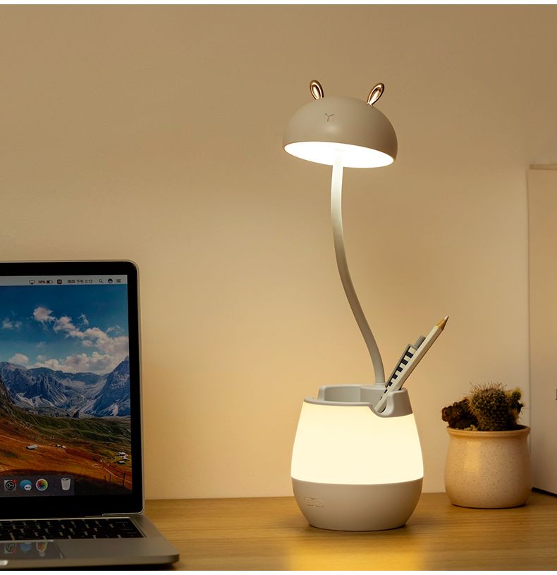 LED eye-protecting desk lamp, USB rechargeable desk, children's study mushroom lamp, creative pen holder desk lamp, mobile phone stand detail image 5