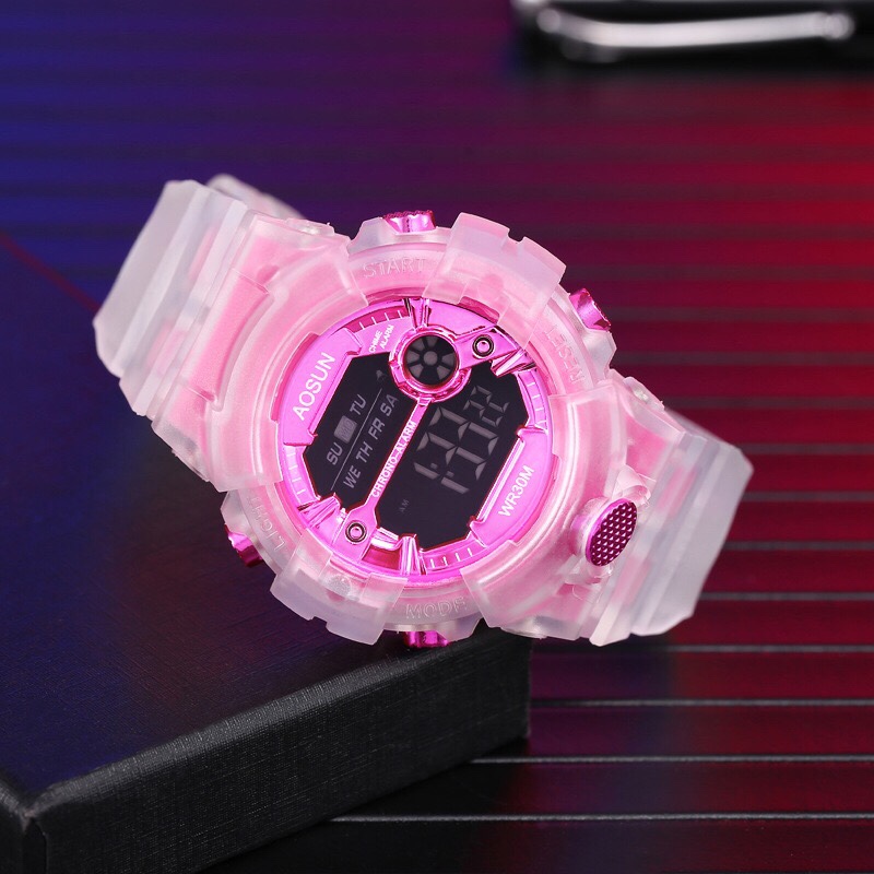 ins Matcha Green transparent multi-functional waterproof electronic watch Unicorn Watch Harajuku style children's electronic watch undefined