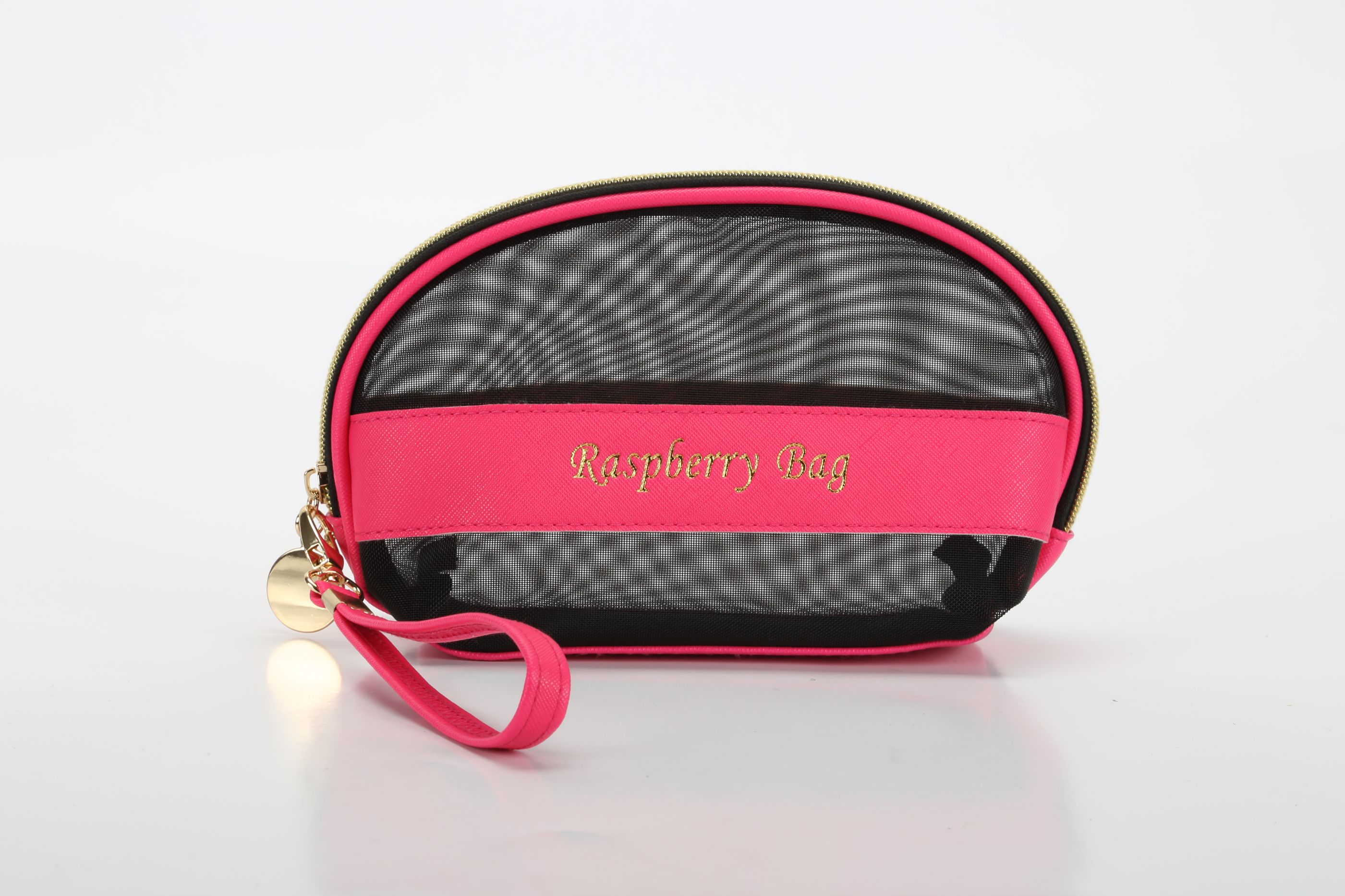 Customized mesh makeup bag in solid color with LOGO printing, leather makeup bag detail image 9