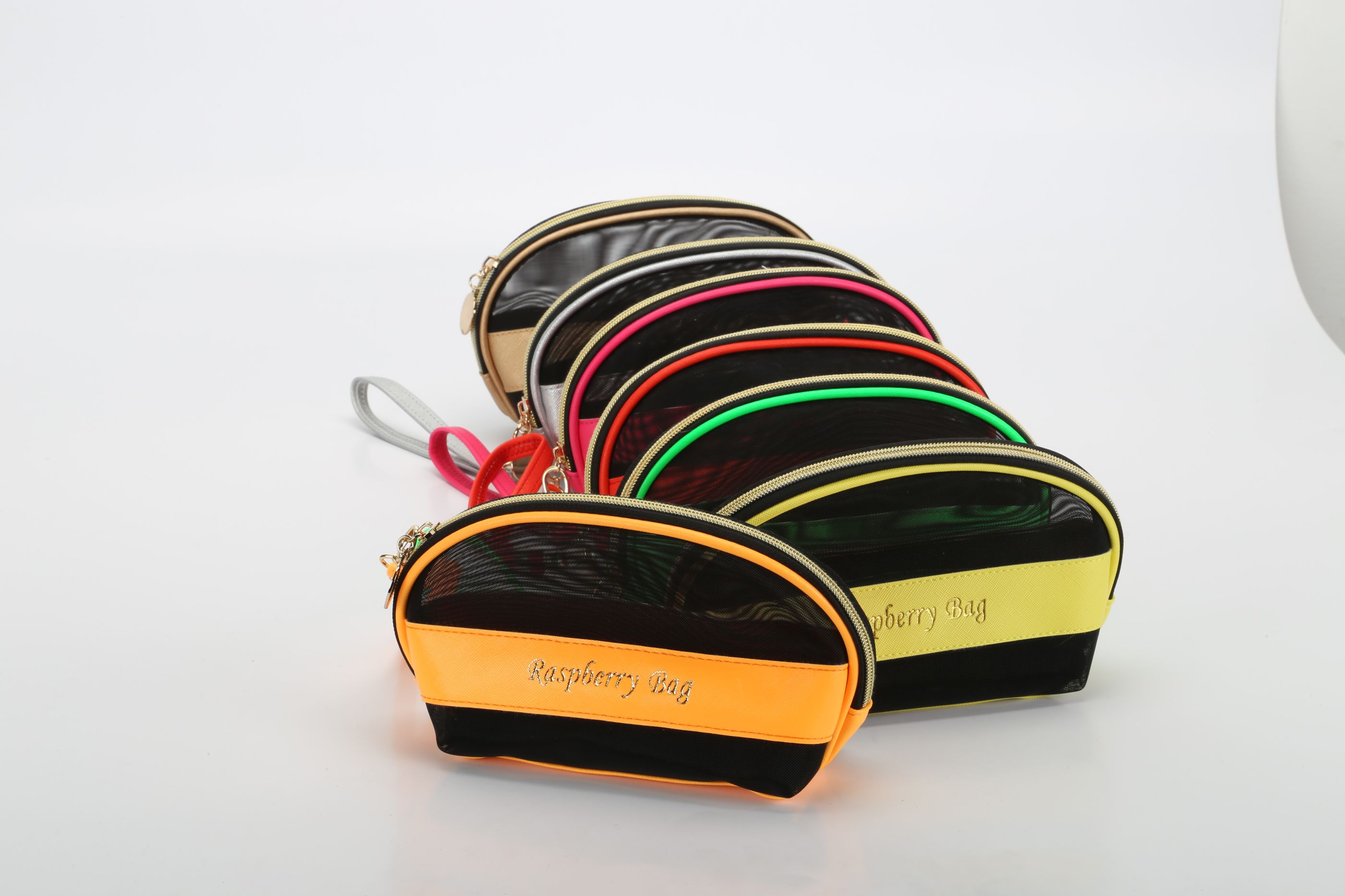 Customized mesh makeup bag in solid color with LOGO printing, leather makeup bag detail image 1