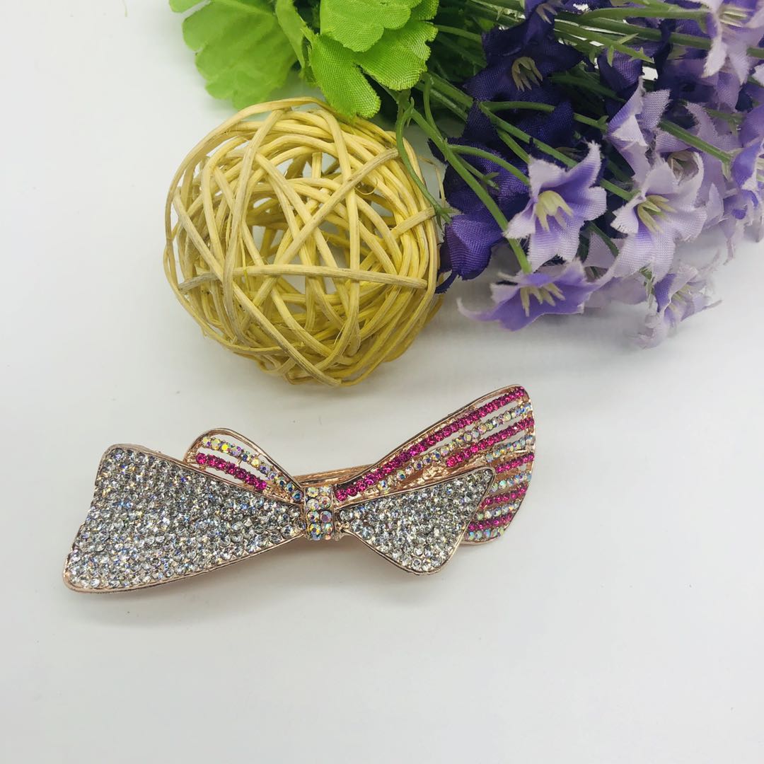 Korean version of the new high-grade rhinestone bow alloy hairpin headwear ladies everything spring ponytail hairpin wholesale Specification drawing