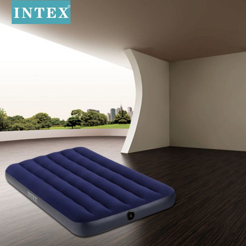 INTEX64756新款线拉蓝色植绒充气床 气垫床 野营床 折叠床 午休床产品图