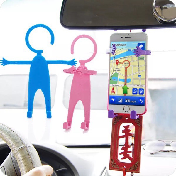 Freely curved humanoid flexible mobile phone hanger thumbnail