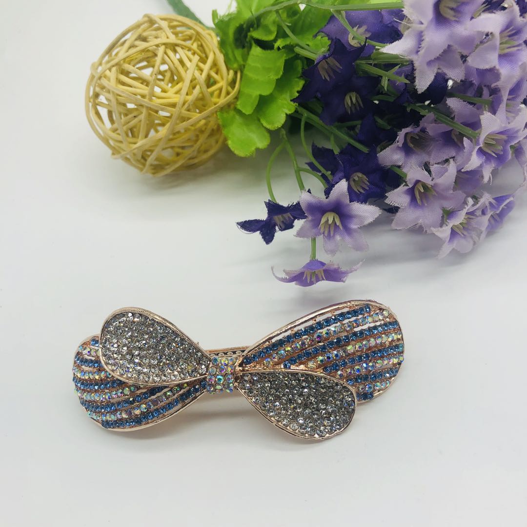 South Korea's new fashion diamond-set hair accessories trend decorative hairpin rhinodiamond-bow women's jewelry stall supply details Picture