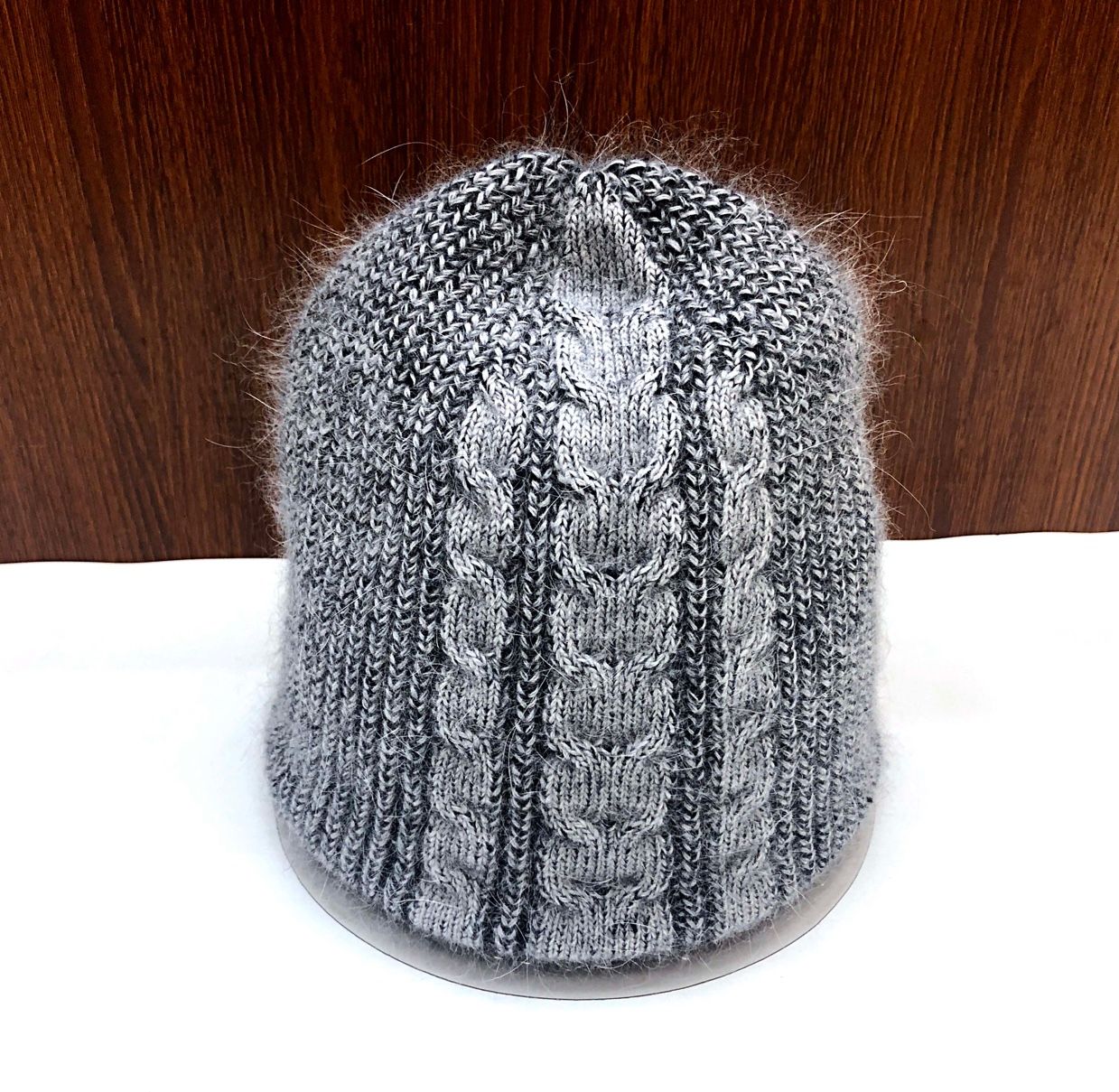 Angolan rabbit fur knitted jacquard pullover ski one-piece hat, unisex fashionable wool hat, winter warm hat for grandpa and grandma detail image 10