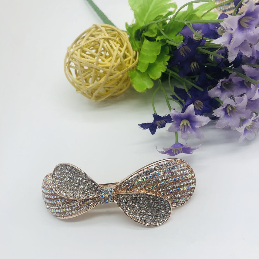 South Korea's new fashion diamond-set hair accessories trend decorative hairpin rhinodiamond-bow women's jewelry stall supply Specification drawing