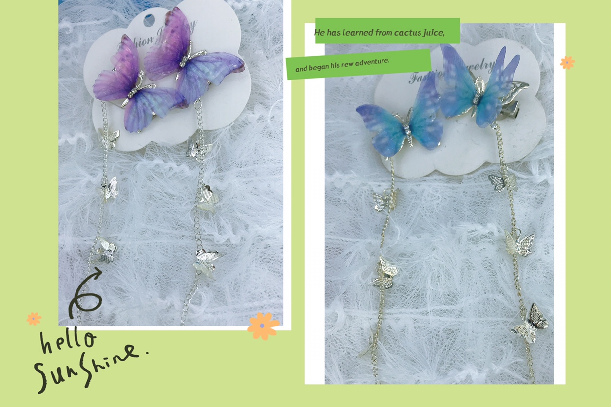 Purple Cherry Blossom Language Butterfly Side clip