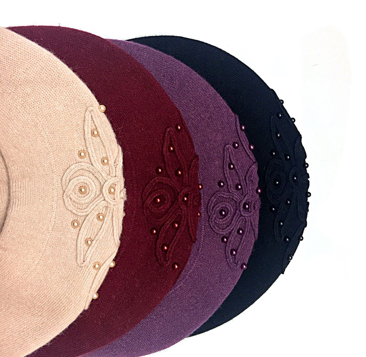 Sheepskin pearl handcrafted fashionable casual professional beret, New Year flat-brimmed hat, fisherman's hat, women's professional hat detail image 9