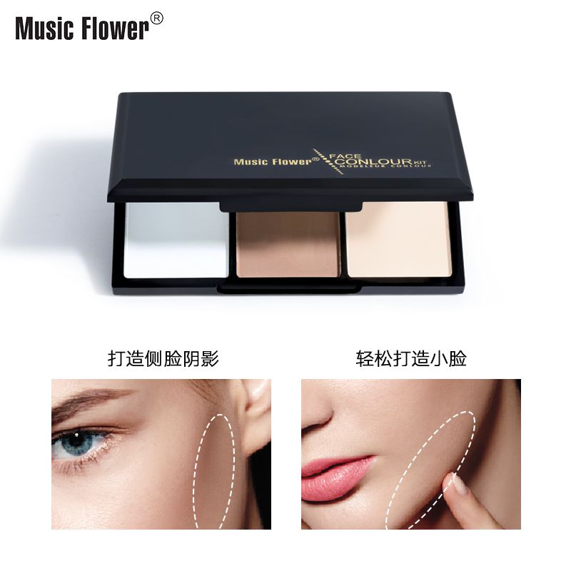 Music Flower沁彩清丽保湿控油修容粉饼遮瑕易上色不易脱妆M1059细节图