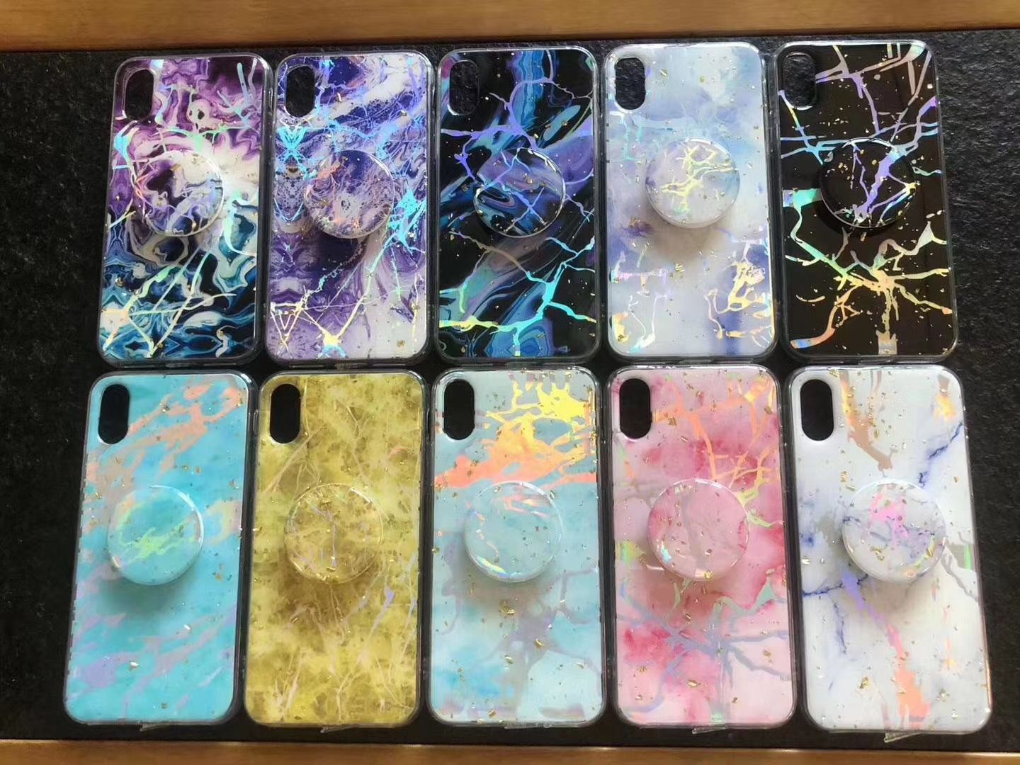 镭射大理石纹IMD TPU防摔气囊支架保护套图