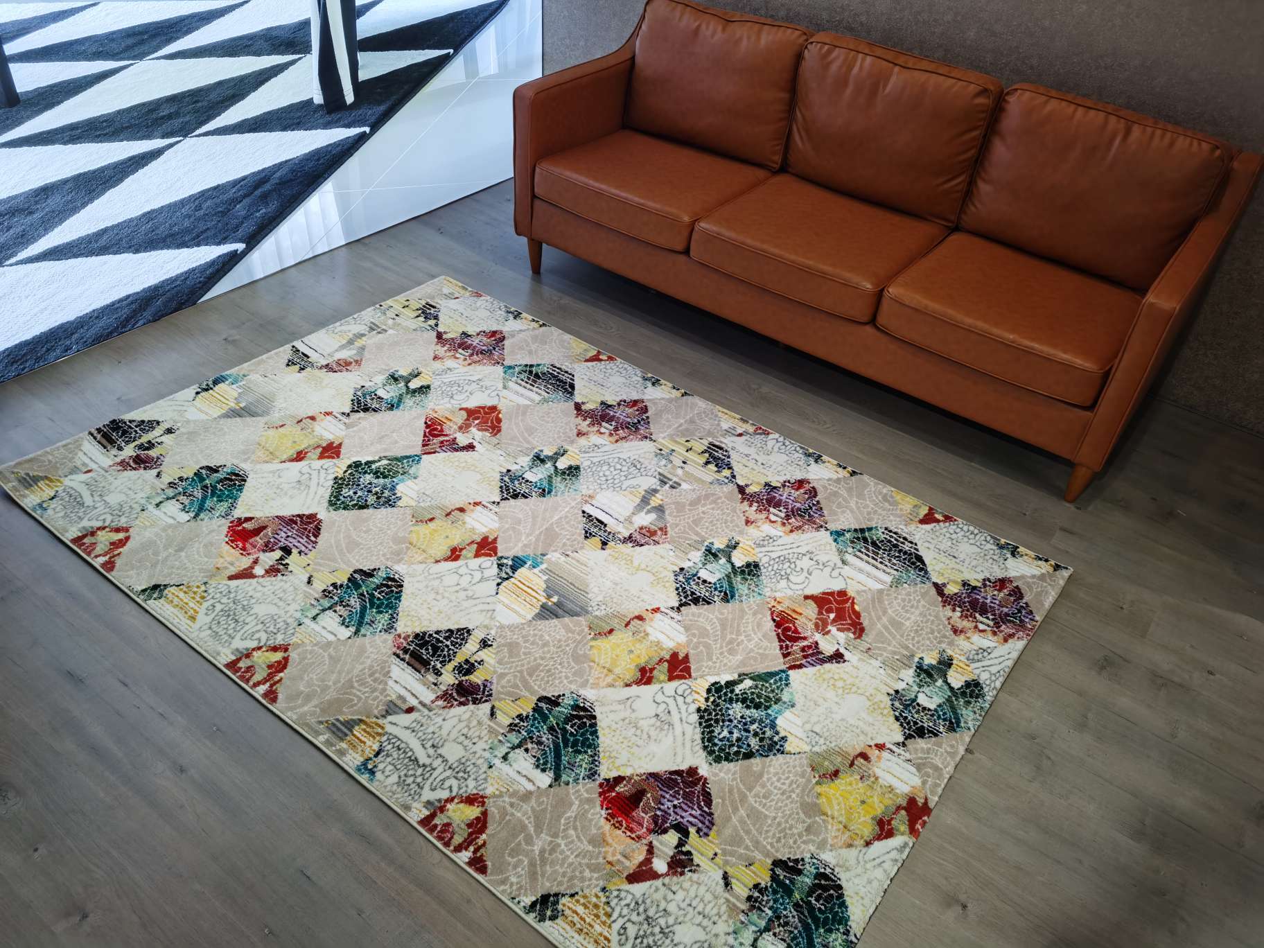 Tiger fish carpet, retro tile pattern Mosaic floor mat, entrance door mat, special flower tile carpet detail image 5