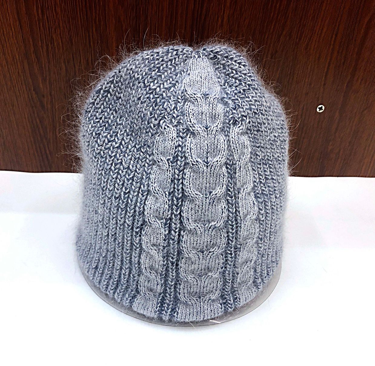 Angolan rabbit fur knitted jacquard pullover ski one-piece hat, unisex fashionable wool hat, winter warm hat for grandpa and grandma detail image 9