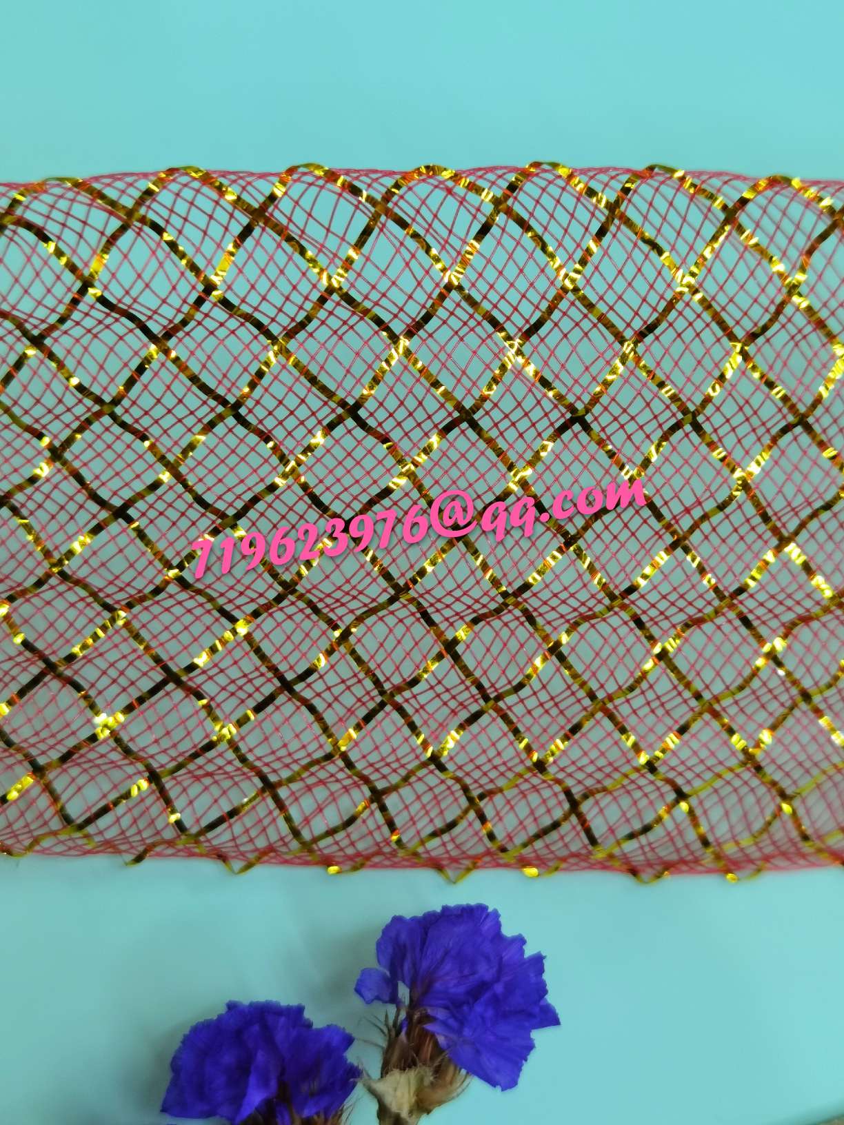 6cm corrugated large red gold checkered elastic mesh Sunrain jewelry accessory pic 3