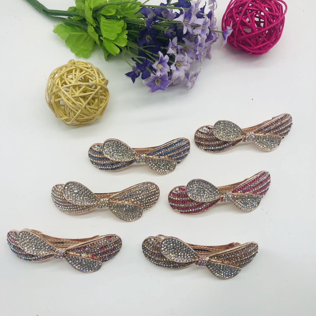 South Korea's new fashion diamond-set hair accessories trend decorative hairpin rhinodiamond-bow women's jewelry stall supply full figure