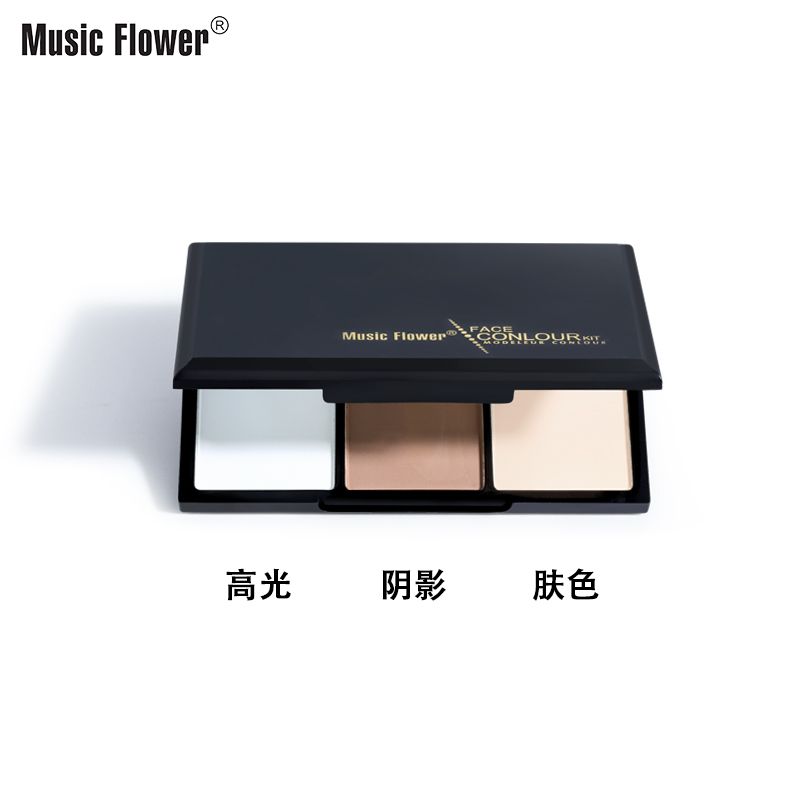 Music Flower沁彩清丽保湿控油修容粉饼遮瑕易上色不易脱妆M1059白底实物图