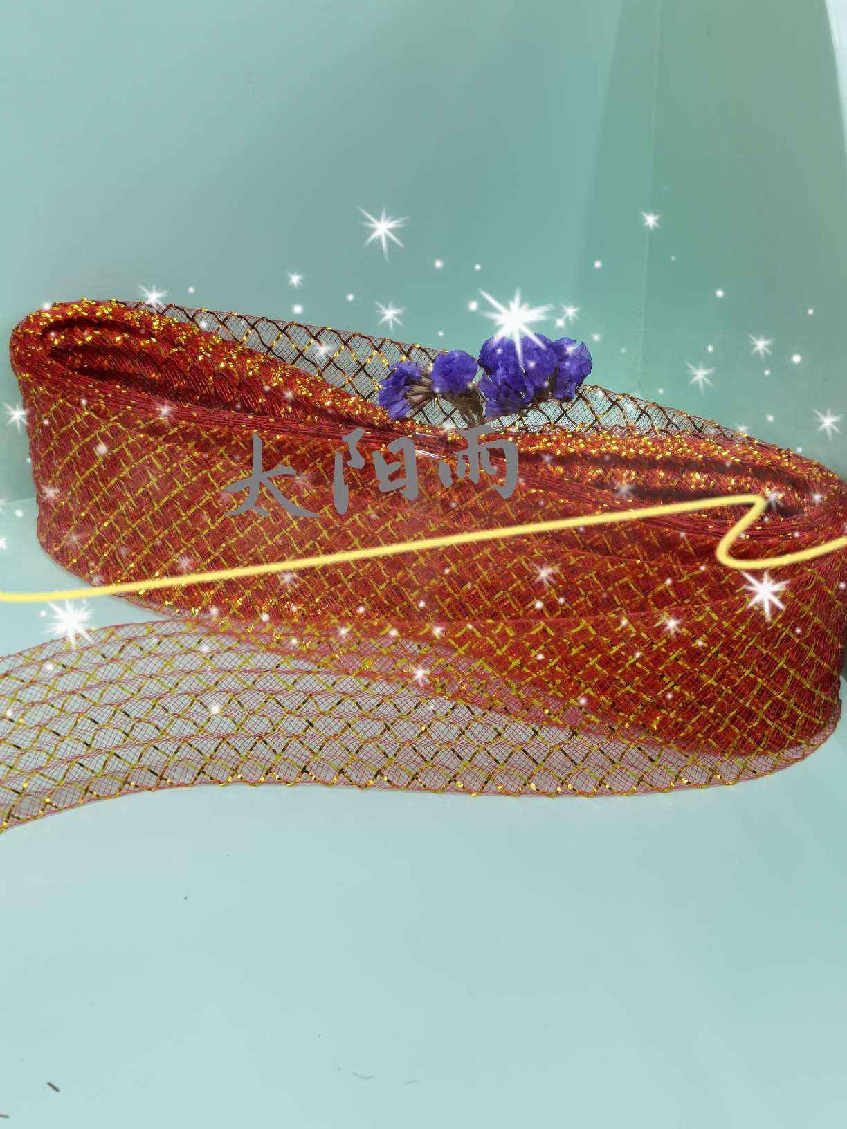 6cm corrugated large red gold checkered elastic mesh Sunrain jewelry accessory pic 4