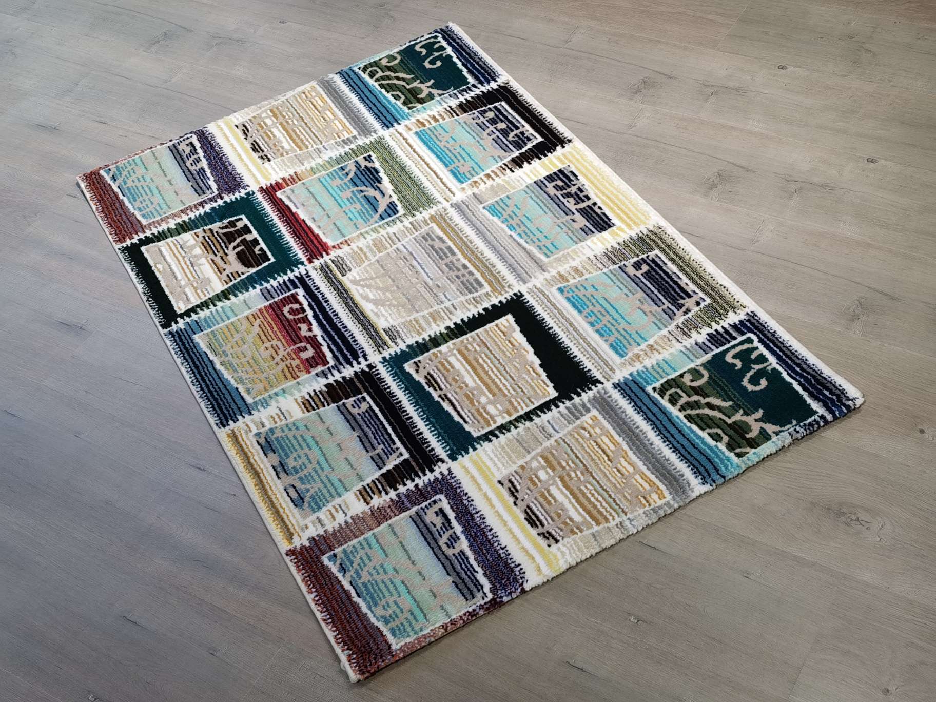 Tiger fish carpet, retro tile pattern Mosaic floor mat, entrance door mat, special flower tile carpet detail image 4