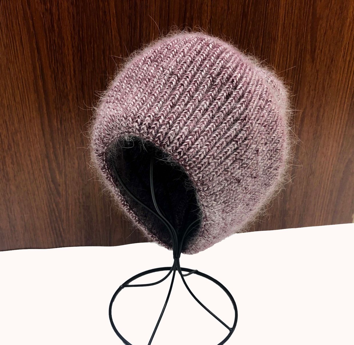 Angolan rabbit fur thickened double-layer pullover ski one-piece hat, suitable for both men and women, winter warm wool hat for grandpas and grandmas detail image 3