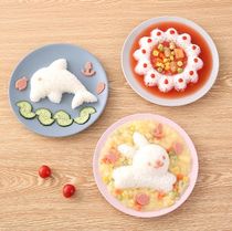 Rabbit dolphin rice mould 4 pieces set bento rice ball sushi grinding tool kitchen DIY set