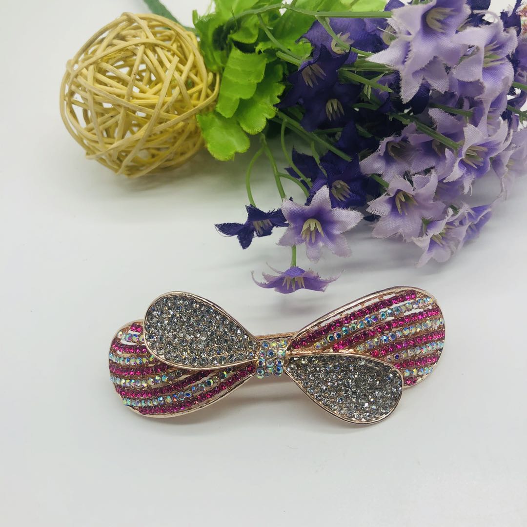 South Korea's new fashion diamond-set hair accessories trend decorative hairpin rhinodiamond-bow women's jewelry stall supply Item Picture
