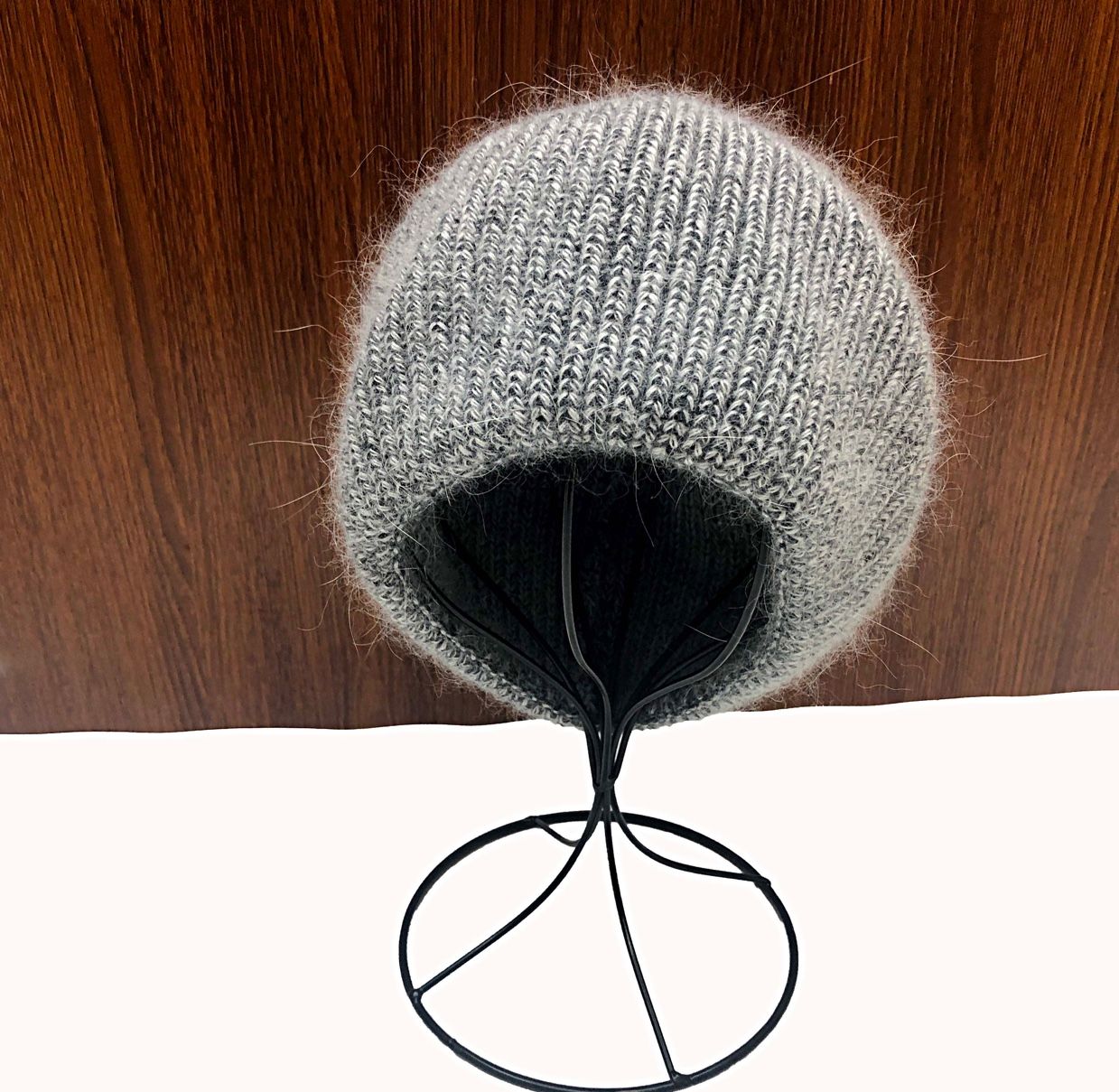 Angolan rabbit fur thickened double-layer pullover ski one-piece hat, suitable for both men and women, winter warm wool hat for grandpas and grandmas detail image 5