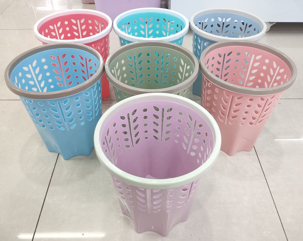 厂家直销新款家用多功能垃圾桶树叶花纹无盖敞口压圈垃圾桶2041  2042