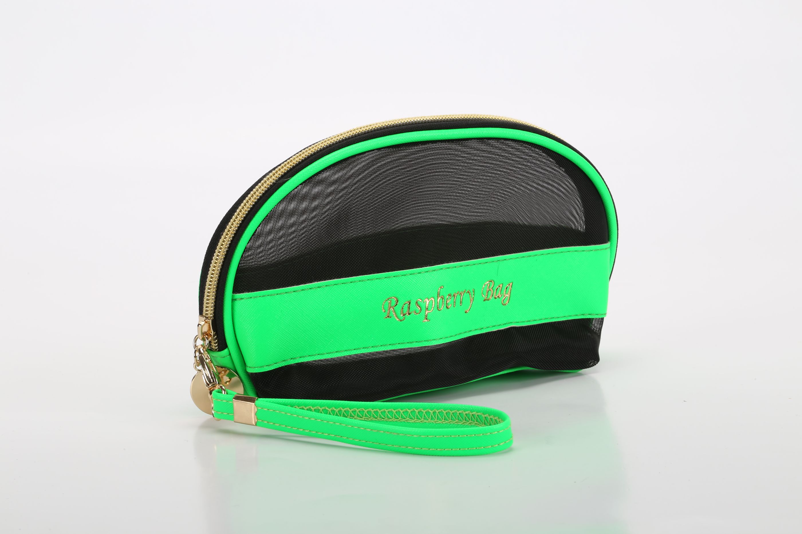 Customized mesh makeup bag in solid color with LOGO printing, leather makeup bag detail image 2