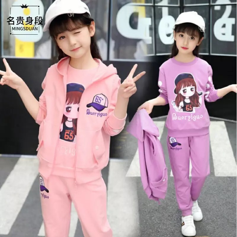 4 to 12 years old 11 Girls' clothing 10 Spring and autumn clothing 9 Little girls 8 Children 7 Casual 6 bathroom clothes 5 Sports three-piece set full figure
