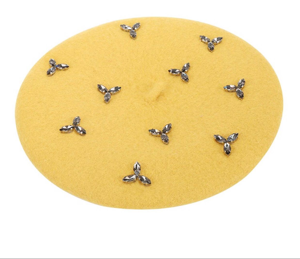 All-handmade rhinestone, agate, wool fashion, felt, beret, women's professional hat, New Year fisherman's hat detail image 3